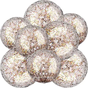 Chivao 10 Pcs Inflateable Sequin Glitter Beach Balls, 24 Inch and 16 Inch Jumbo Pool Confetti Glitter Balls, Swimming Pool Beach Toys for Summer Favor Decorations