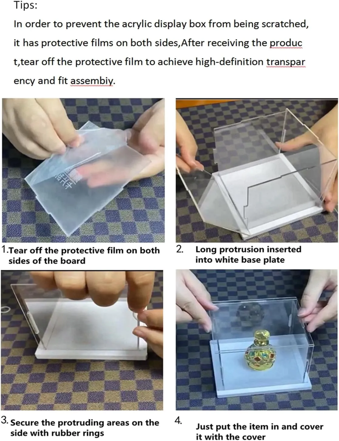 Clear Acrylic Display Case, Assemble Cube Display Box Stand with PVC Material White Base, Dustproof Protection Showcase for Collectibles Memorabilia Figurines (8*6*6inch;20*15*H15cm)