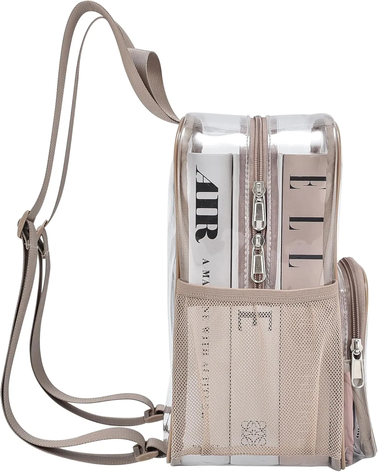 Clear Backpack for Stadium Events 12x12x6 with Front Pocket for Concert Sport Fashion Women Backpack Events Work Travel(Khaki)