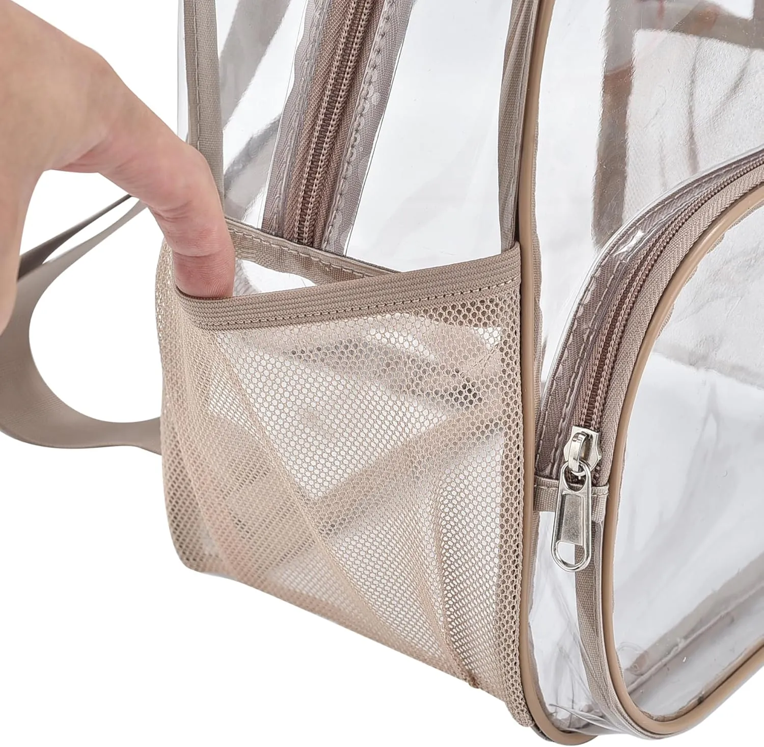 Clear Backpack for Stadium Events 12x12x6 with Front Pocket for Concert Sport Fashion Women Backpack Events Work Travel(Khaki)