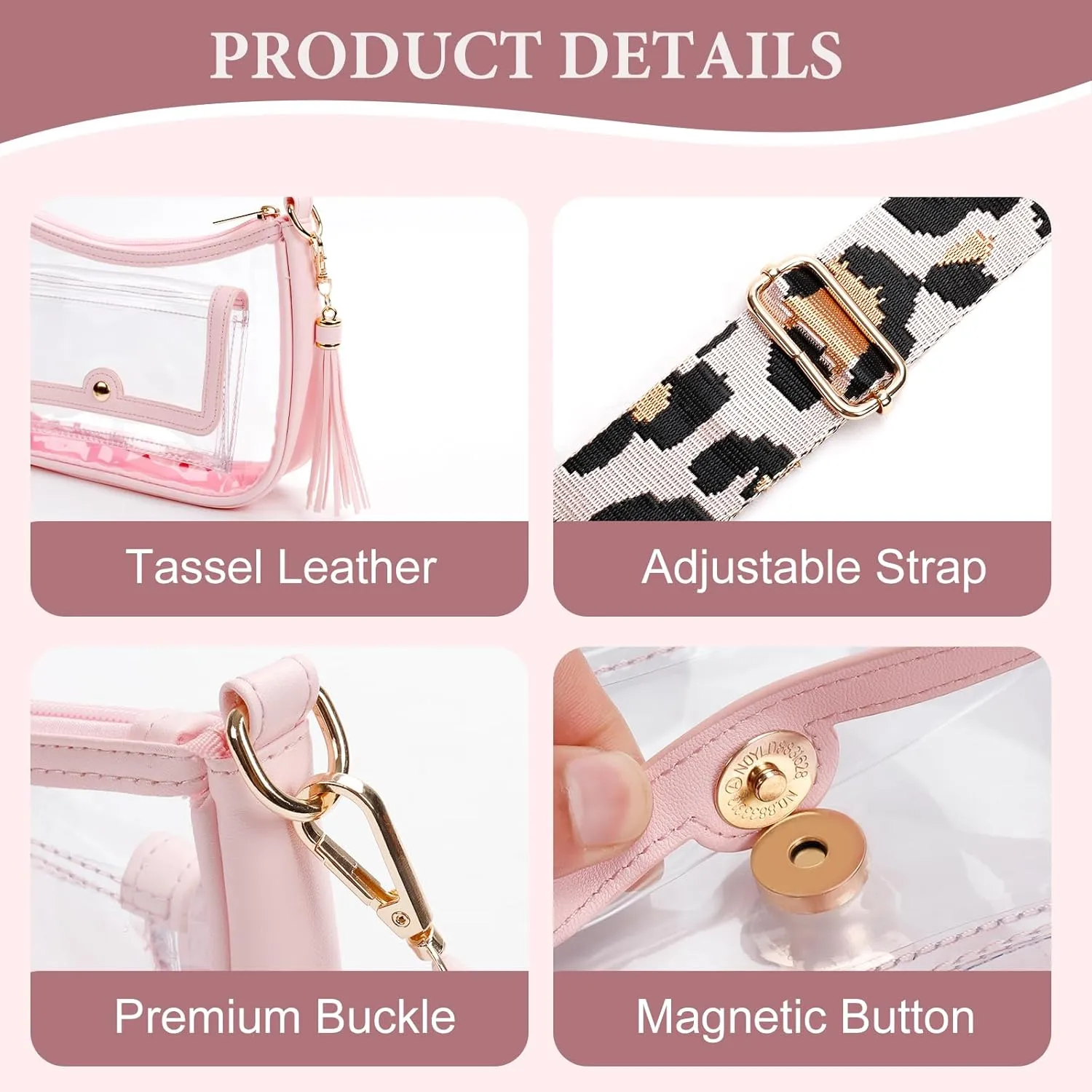 Clear Bag for Stadium Events, Clear Purses for Women, Crossbody Stadium Approved