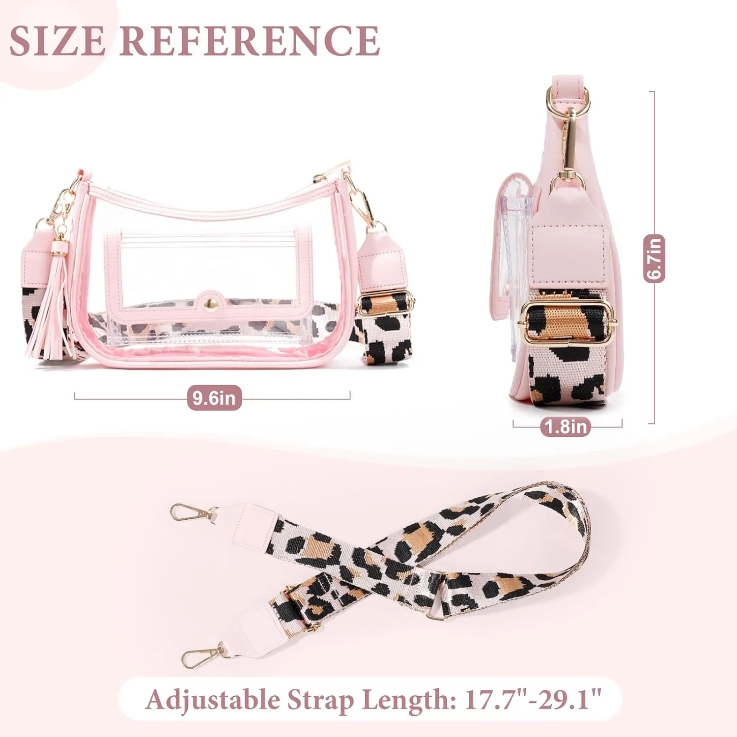 Clear Bag for Stadium Events, Clear Purses for Women, Crossbody Stadium Approved