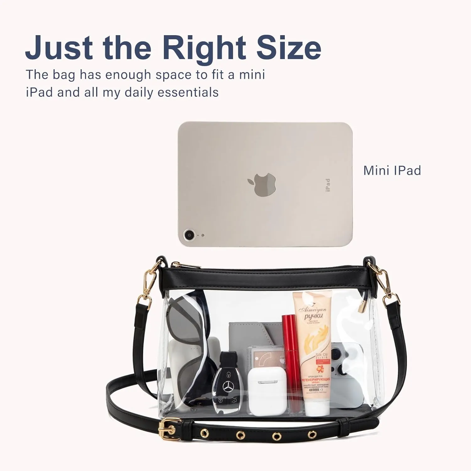 Clear Bag for Stadium Events, Clear Purses for Women, Stadium Approved Clear Crossbody Bag