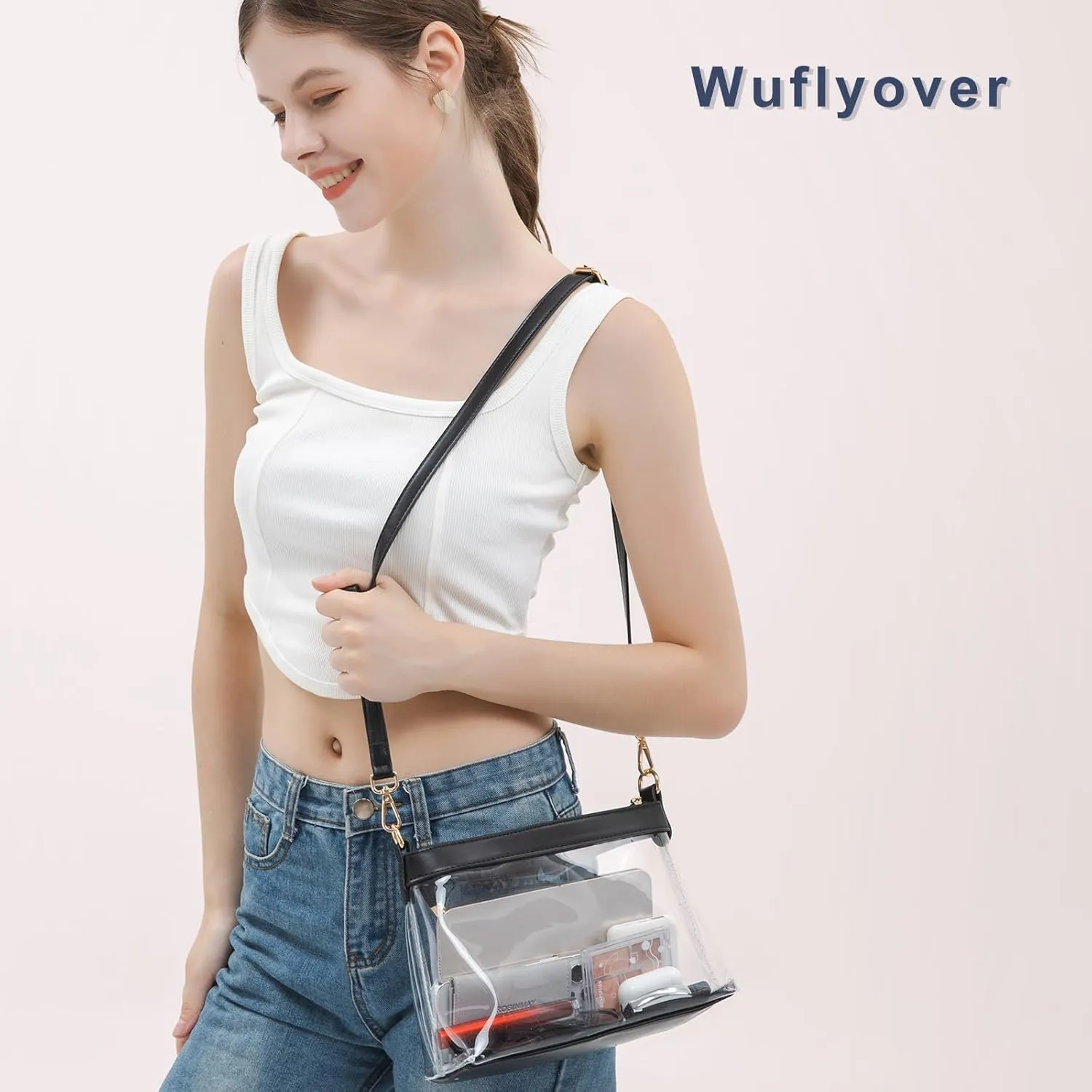 Clear Bag for Stadium Events, Clear Purses for Women, Stadium Approved Clear Crossbody Bag