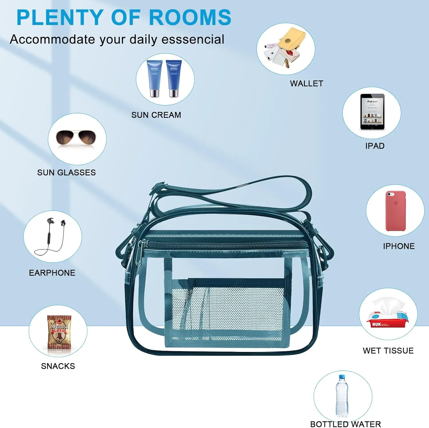 Clear Bag for Stadium Events Mini Small Clear Purse Clear Bag for Stadium Events Concert Sport Work