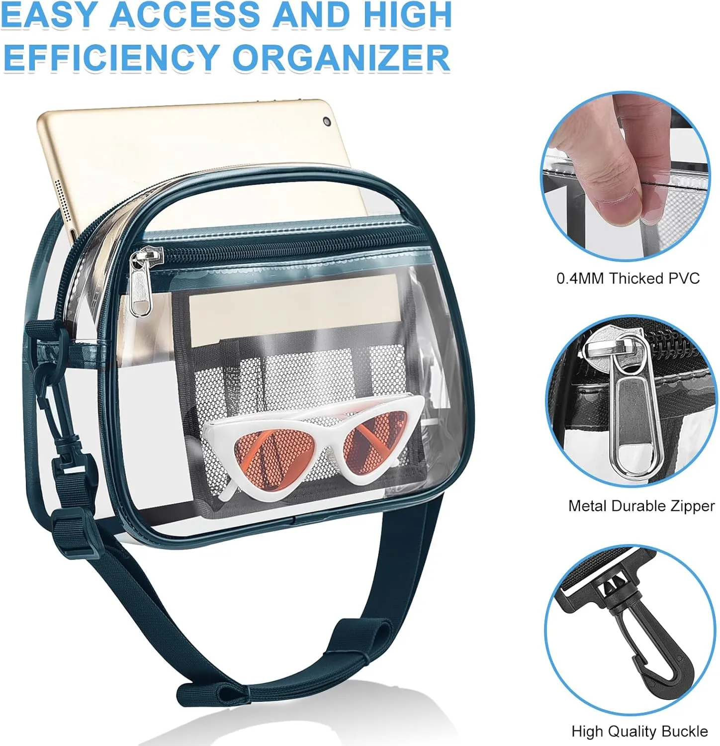 Clear Bag for Stadium Events Mini Small Clear Purse Clear Bag for Stadium Events Concert Sport Work
