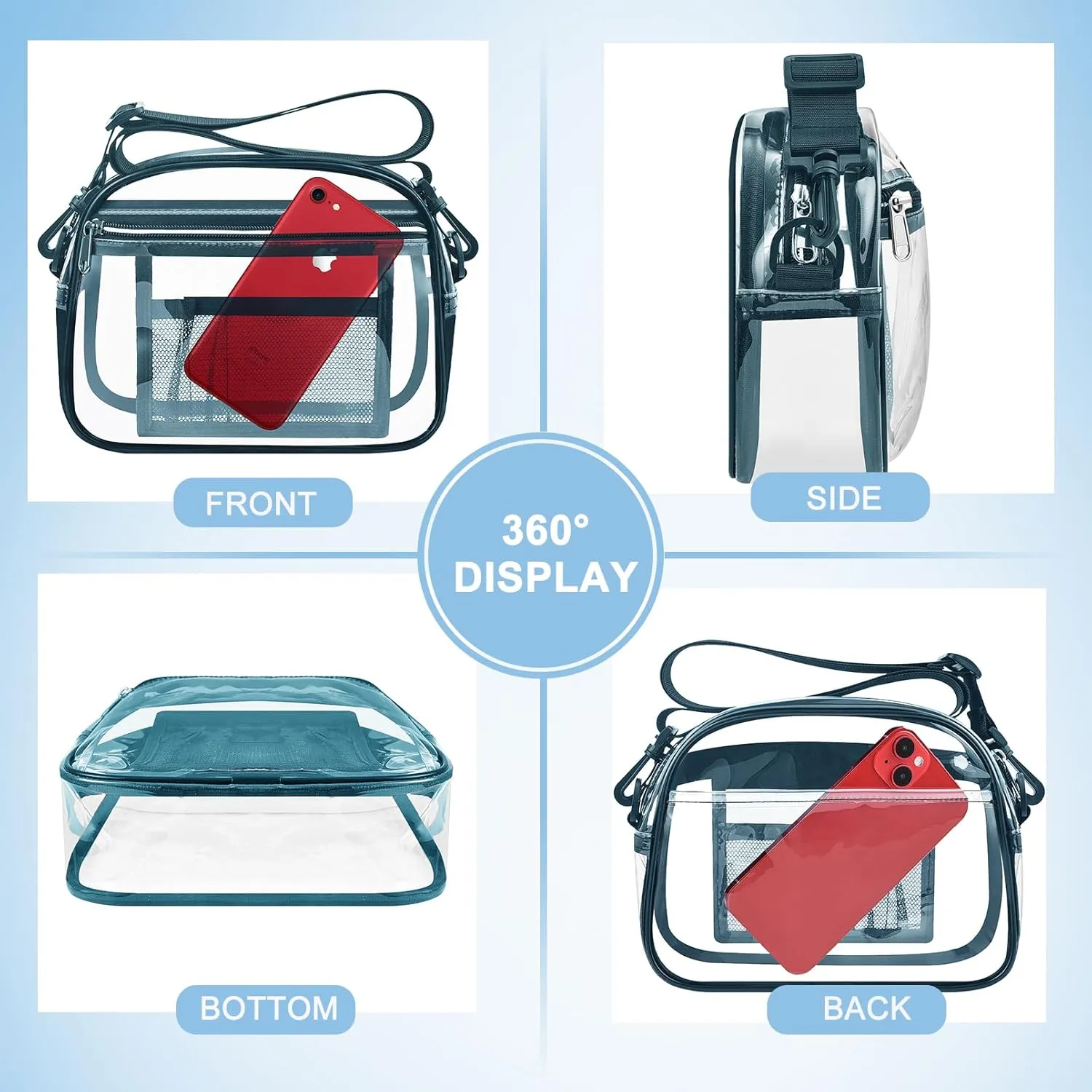 Clear Bag for Stadium Events Mini Small Clear Purse Clear Bag for Stadium Events Concert Sport Work