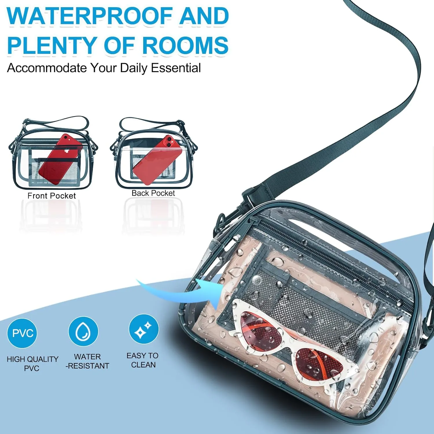 Clear Bag for Stadium Events Mini Small Clear Purse Clear Bag for Stadium Events Concert Sport Work