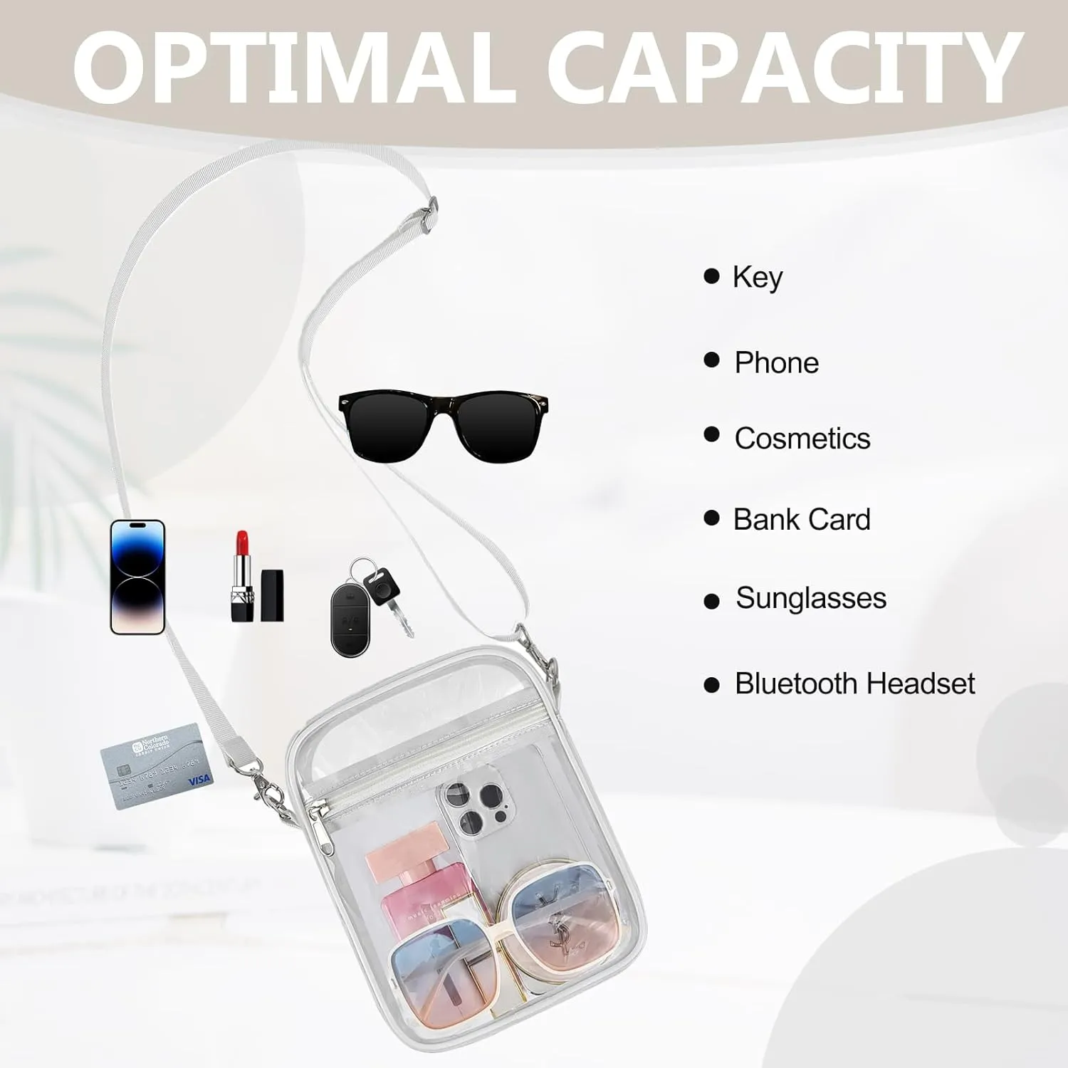 Clear Bag for Stadium Events - Small Purse, Mini Sport Fan Handbag for Concert, Work, Travel