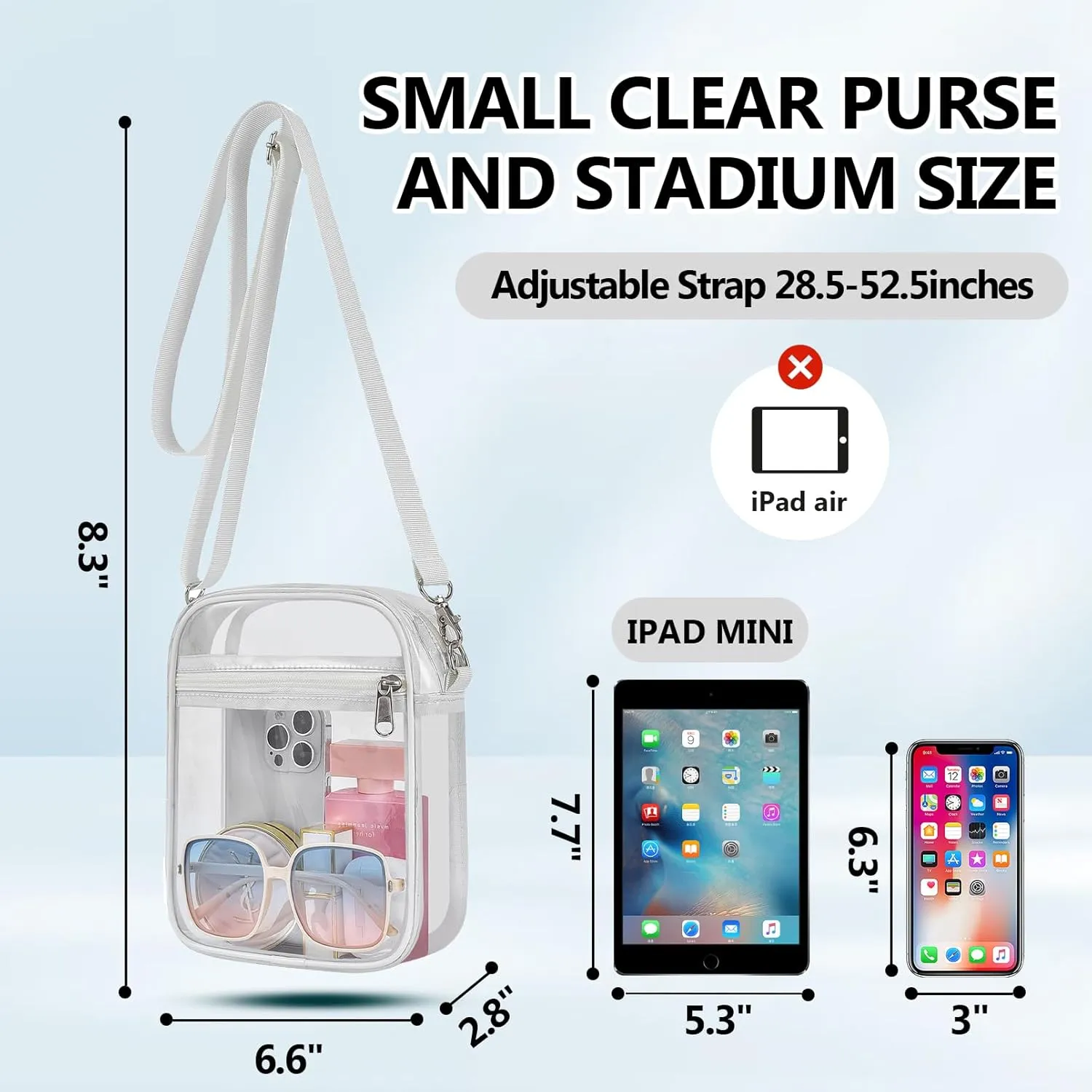 Clear Bag for Stadium Events - Small Purse, Mini Sport Fan Handbag for Concert, Work, Travel