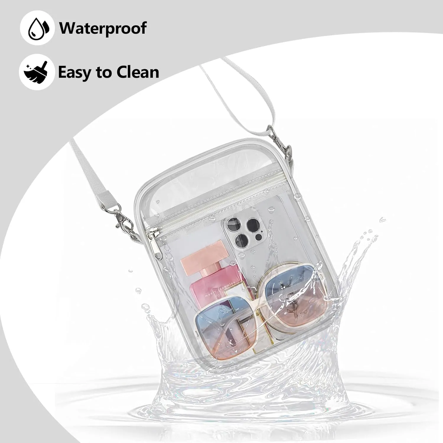 Clear Bag for Stadium Events - Small Purse, Mini Sport Fan Handbag for Concert, Work, Travel