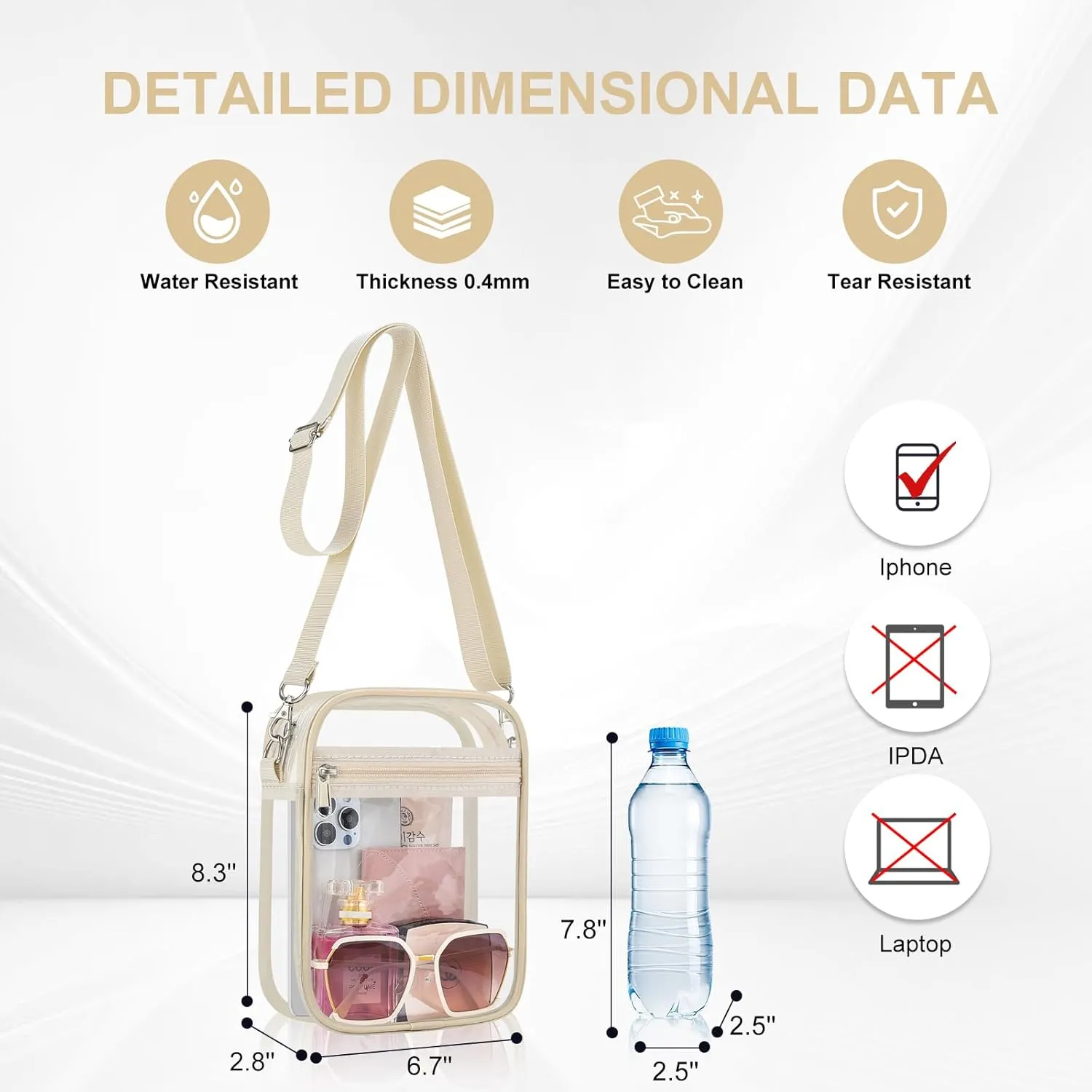 Clear Bag Stadium Approved Clear Purse for Women Clear Crossbody Bag for Stadium Events Concerts Festivals
