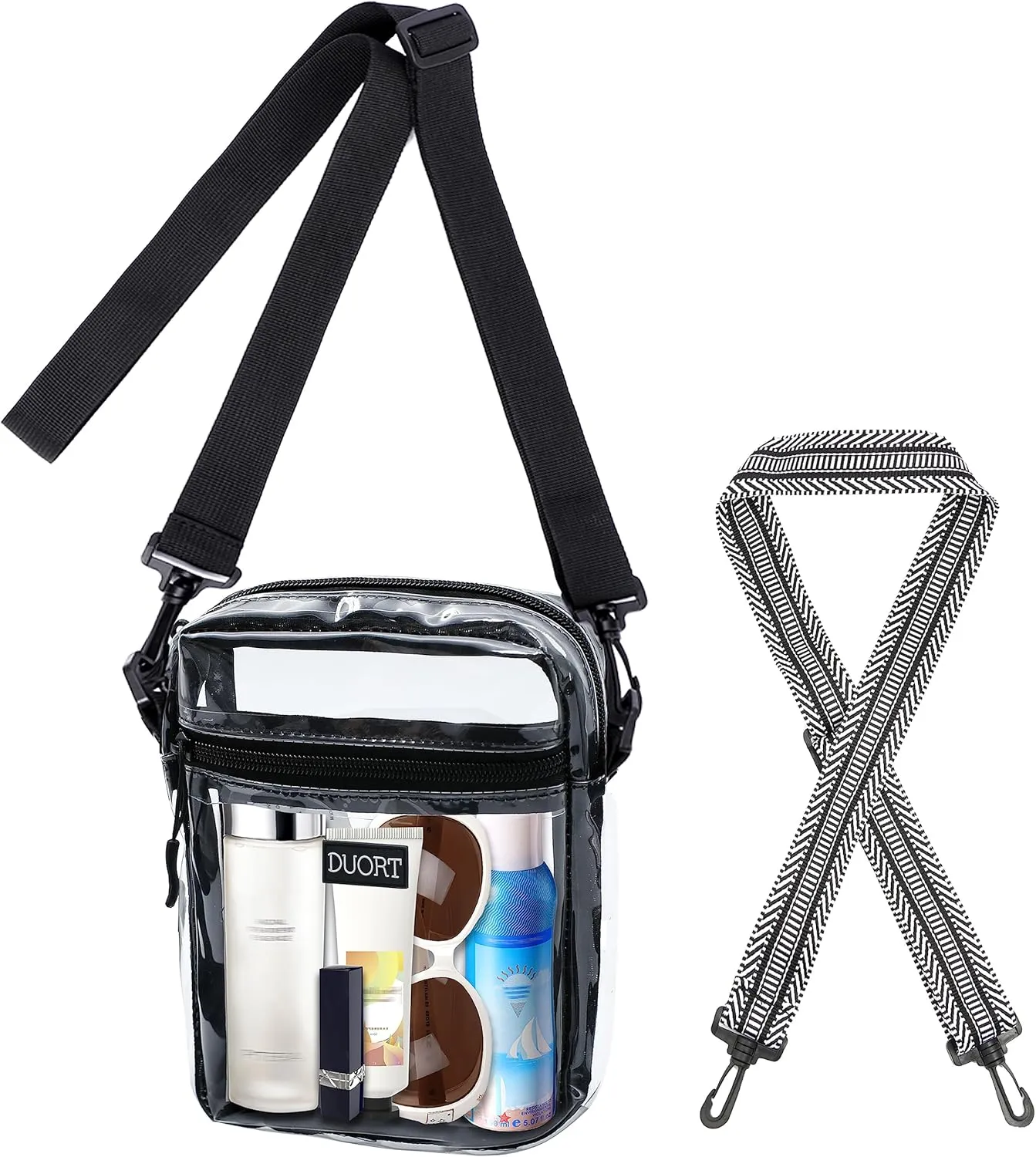 Clear Bag Stadium Approved, TPU Clear Purses Inside Pocket，Crossbody Bag Adjustable Strap for Concert，Sporting Events