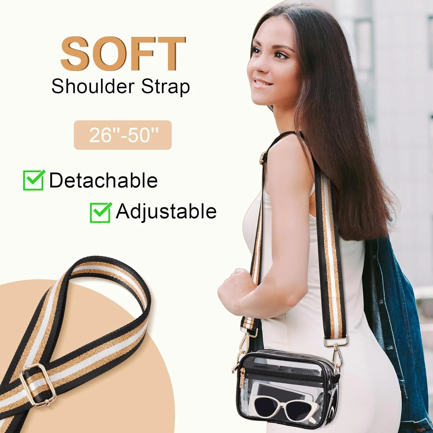 Clear Crossbody Bag Stadium Approved, Clear Purses for Women, Small Clear Stadium Bag for Concerts Sports Events
