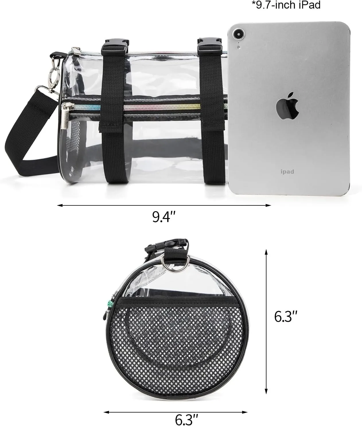 Clear Crossbody Bag, Stadium-Approved PVC Clear Purse, Transparent Messenger Bag for Men and Women
