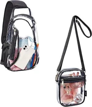 Clear Crossbody Purse Bag,Clear Sling Bag Stadium Approved for Concerts, Sports Events
