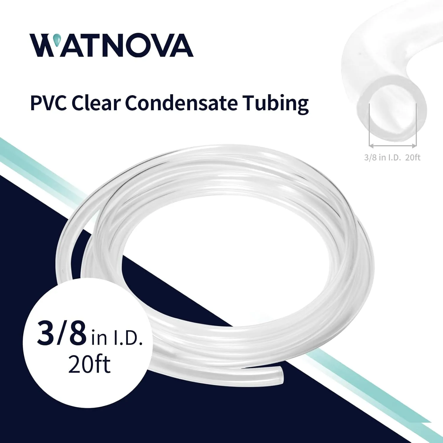 Clear Drain PVC Tubing for Tank Pump, Flexible Hybrid PVC Tubing Hose, by 3/8 Inch ID, 20-Feet Length