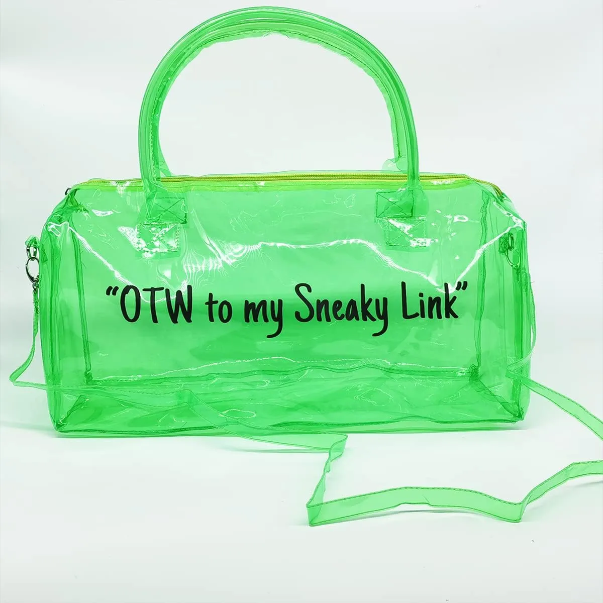 Clear Gym Bag for Women,Spend Night Bag Clear PVC Tote Bag Large Sports Duffel Bag Bright Candy Color Jelly with Durable Metal Zipper for Gym, Travel, Beach Green