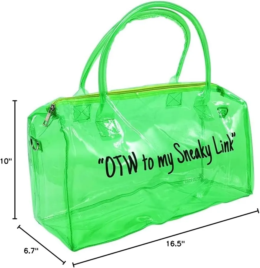 Clear Gym Bag for Women,Spend Night Bag Clear PVC Tote Bag Large Sports Duffel Bag Bright Candy Color Jelly with Durable Metal Zipper for Gym, Travel, Beach Green