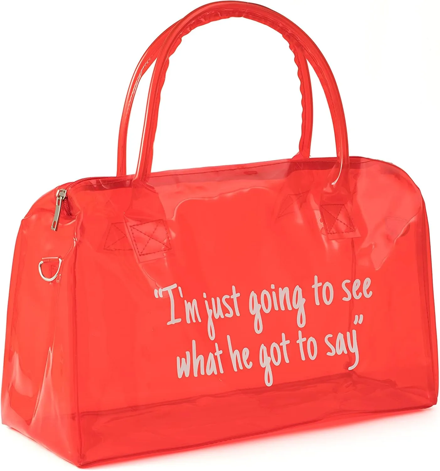 Clear Gym Bag for Women,Spend Night Bag Clear PVC Tote Bag Large Sports Duffel Bag Bright Candy Color Jelly with Durable Metal Zipper for Gym,Travel, Beach Red