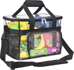 Clear Lunch Bag 20-Can with Adjustment Shouder Strap for Women/Men, Reusable Clear Lunch Box, Clear Tote Bag Stadium Approved for Work,School,Picnic,Security Check