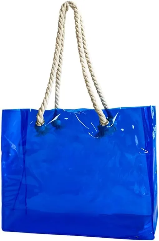Clear Plastic Tote Bag with Rope Handles, Unisex Stadium Bag for Concerts, Festivals, Work