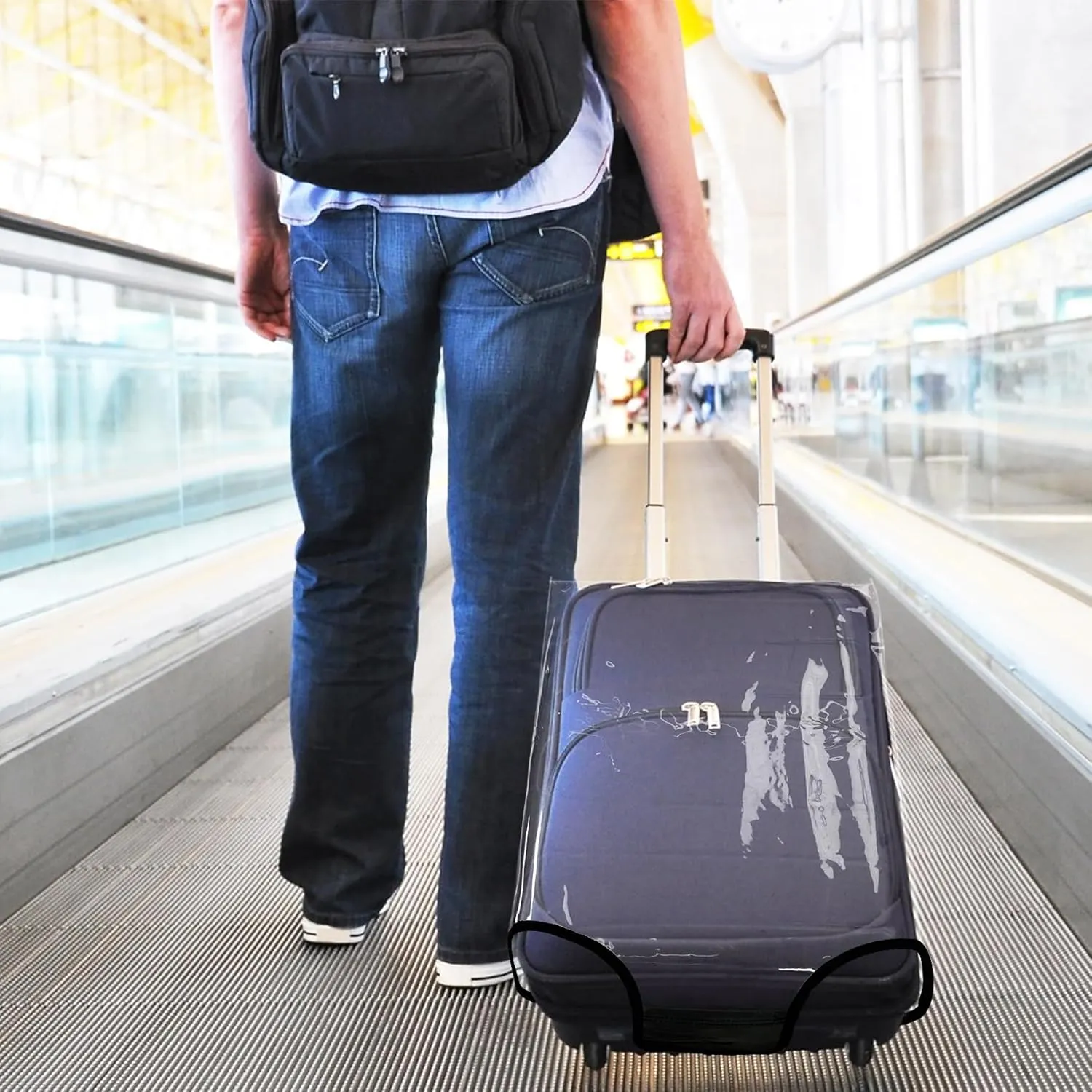 Clear PVC Luggage Cover Full Transparent Suitcase Protector Fits 24 Inch Luggage, M