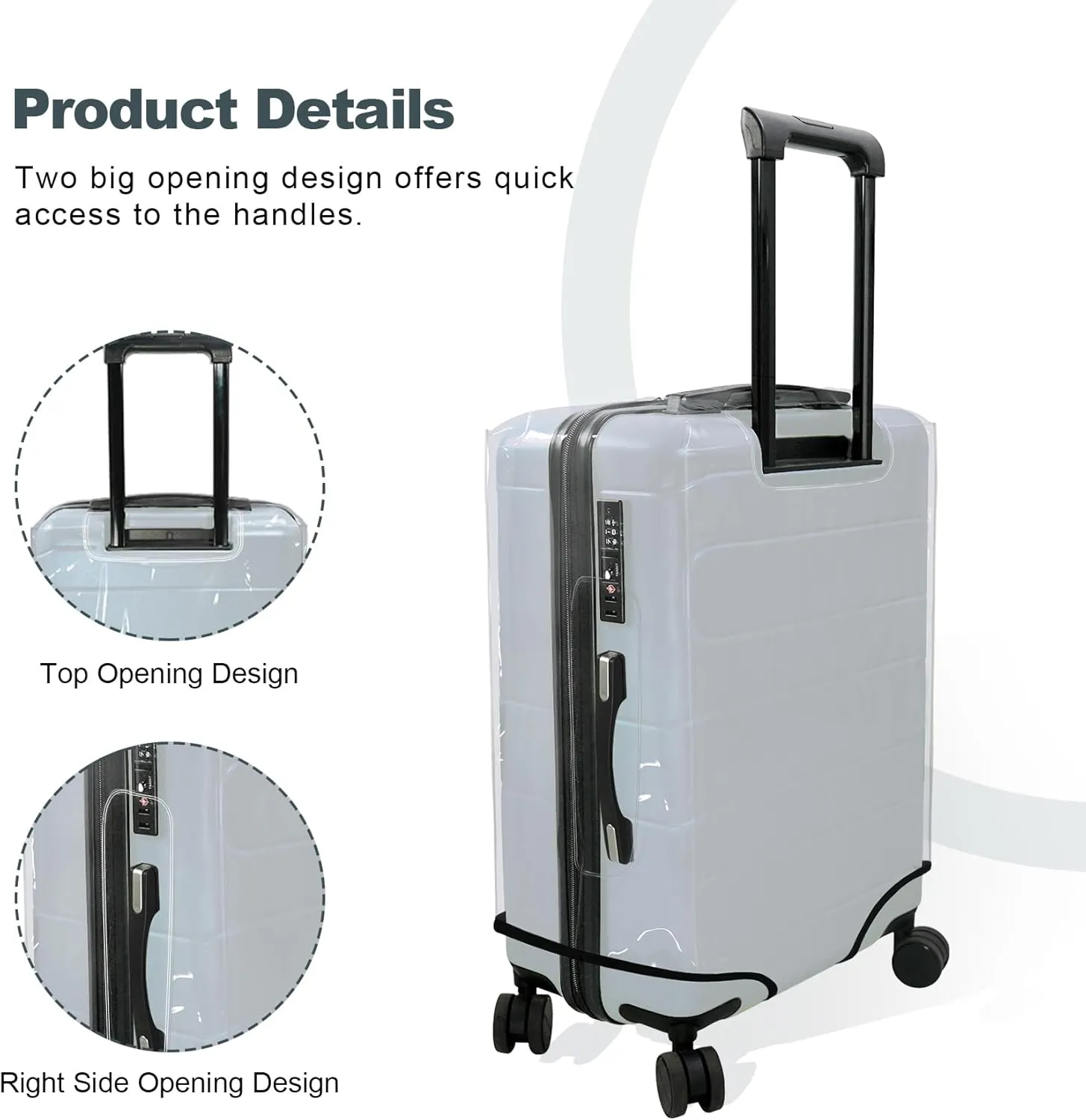 Clear PVC Luggage Cover Full Transparent Suitcase Protector Fits 24 Inch Luggage, M
