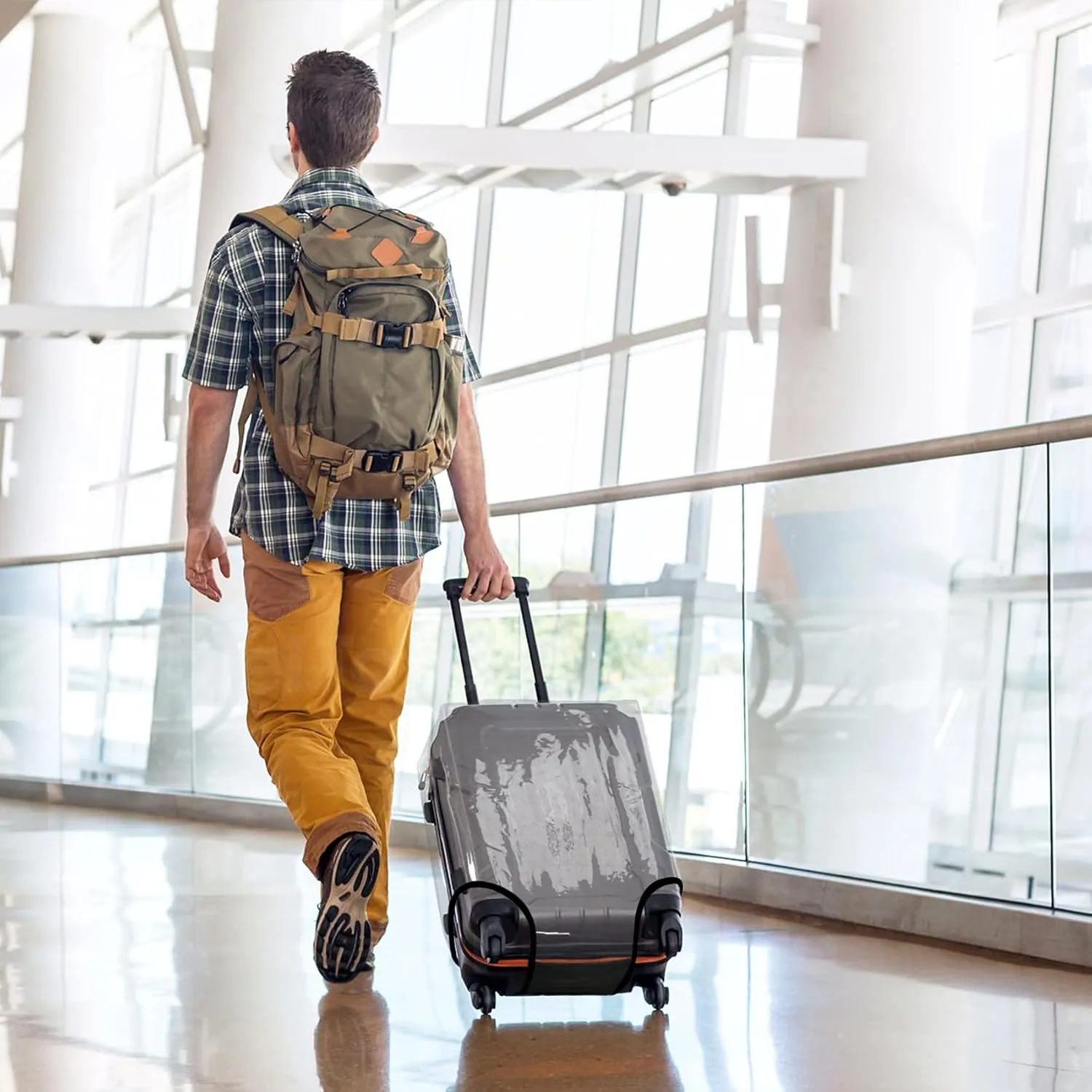Clear PVC Luggage Cover Full Transparent Suitcase Protector Fits 24 Inch Luggage, M