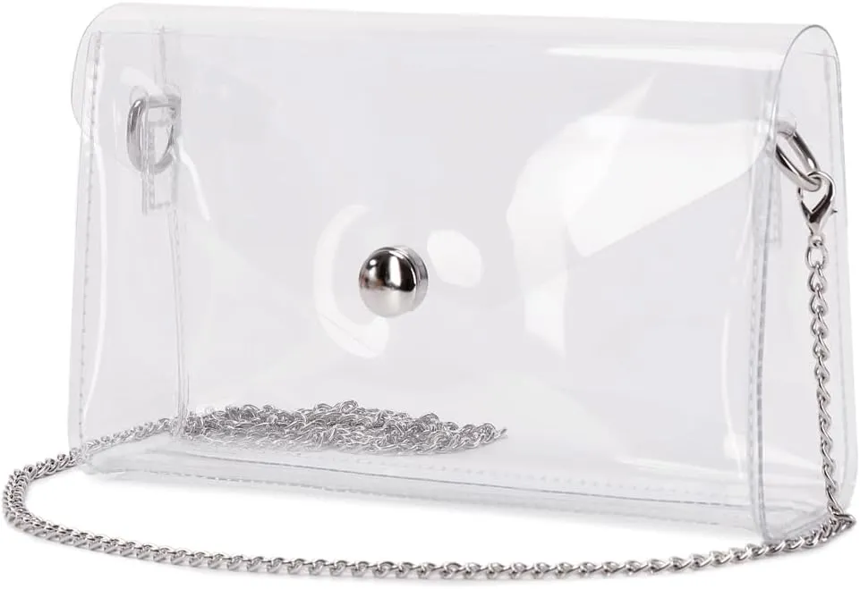 Clear Shoulder/Crossbody Chain Bag Clear Purses Stadium Approved Clear Bag for Sport Event Concert
