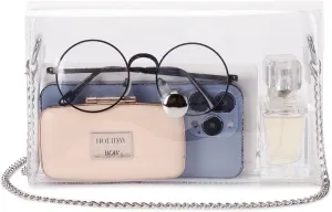 Clear Shoulder/Crossbody Chain Bag Clear Purses Stadium Approved Clear Bag for Sport Event Concert