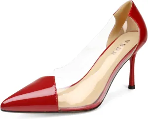 Clear Stiletto Heels for Women Pointed Toe High Heel Closed Pumps Party Wedding Dress Shoes
