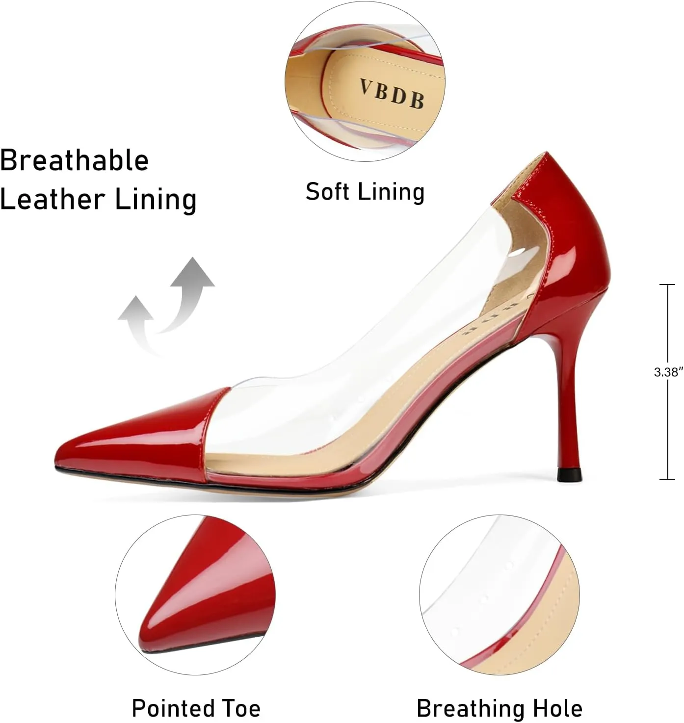Clear Stiletto Heels for Women Pointed Toe High Heel Closed Pumps Party Wedding Dress Shoes