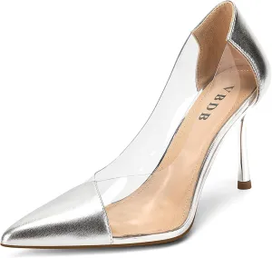 Clear Stiletto Heels for Women Pointed Toe High Heel Closed Pumps Party Wedding Dress Shoes