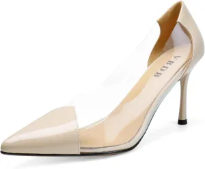 Clear Stiletto Heels for Women Pointed Toe High Heel Closed Pumps Party Wedding Dress Shoes