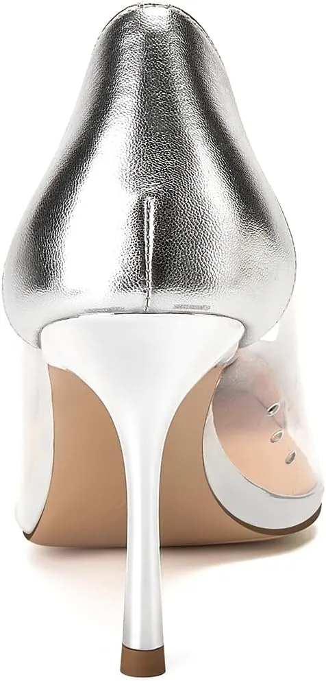 Clear Stiletto Heels for Women Pointed Toe High Heel Closed Pumps Party Wedding Dress Shoes