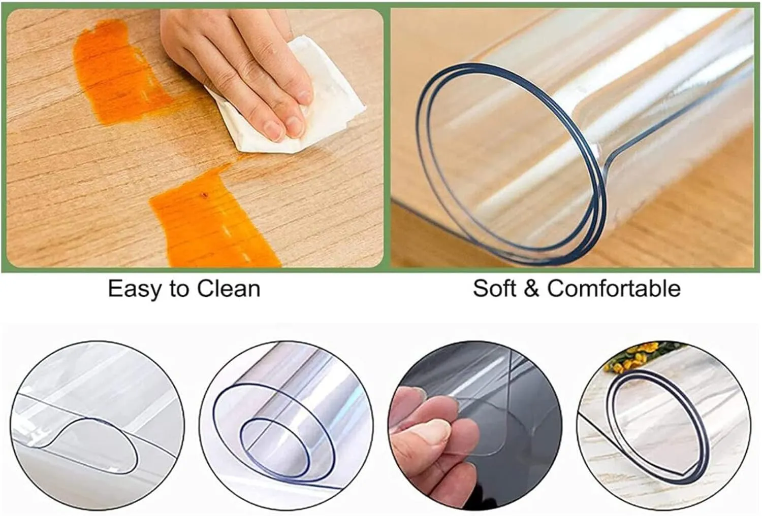 Clear Table Protector 1.5mm Clear Vinyl Runner Rug for Hard Wood/Tile Floor, Extra Long Plastic Hallway Carpet Protector, Door Mats, Indoor Outdoo,70-150cm wide, Easy to Clean(90x200cm(2.95ftx6.5ft))