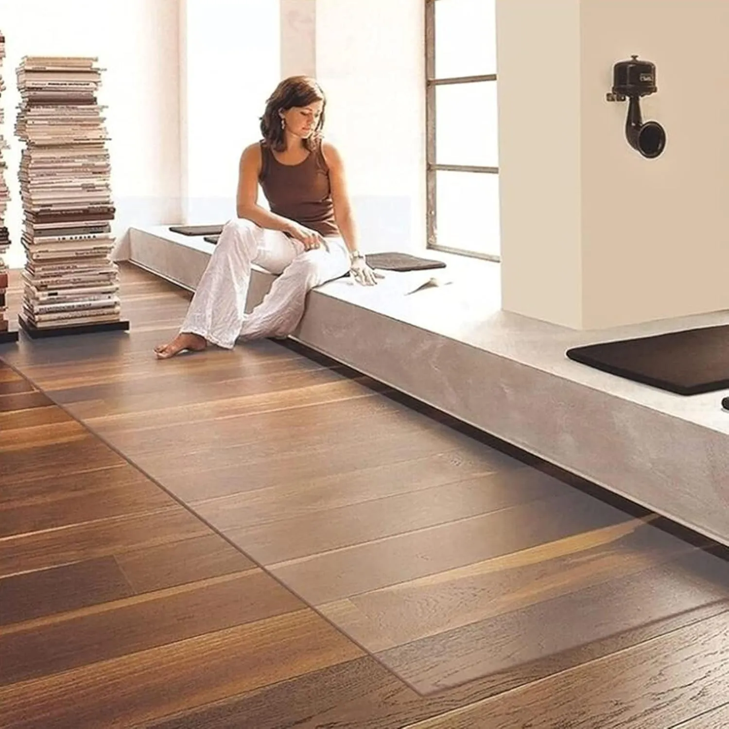 Clear Table Protector 1.5mm Clear Vinyl Runner Rug for Hard Wood/Tile Floor, Extra Long Plastic Hallway Carpet Protector, Door Mats, Indoor Outdoo,70-150cm wide, Easy to Clean(90x200cm(2.95ftx6.5ft))