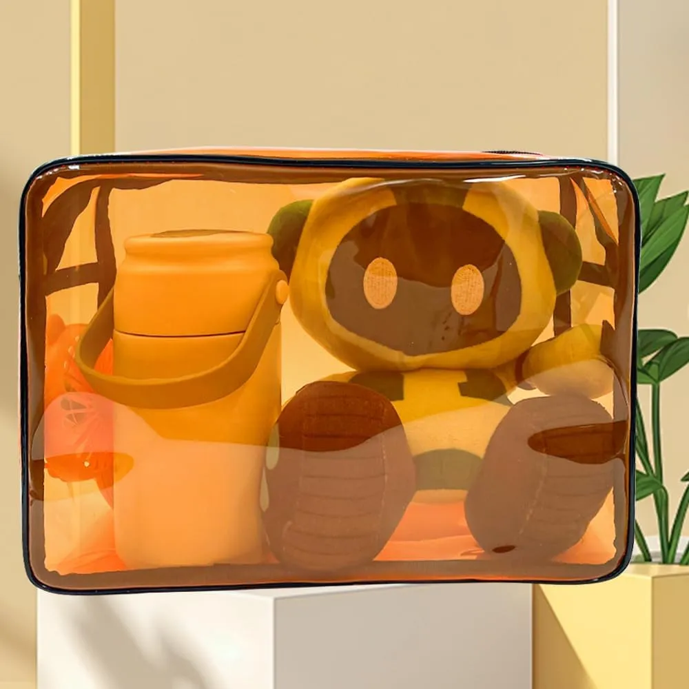 Clear Toiletry Bag, PVC Makeup Bag for Women, Spacious Clear Cosmetic & Toiletry Pouch，Large Transparent Makeup Pouch for Travel (Brown)