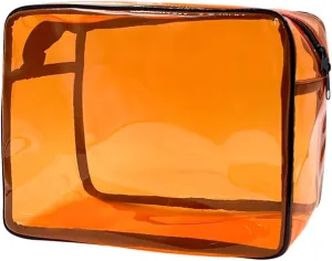 Clear Toiletry Bag, PVC Makeup Bag for Women, Spacious Clear Cosmetic & Toiletry Pouch，Large Transparent Makeup Pouch for Travel (Brown)