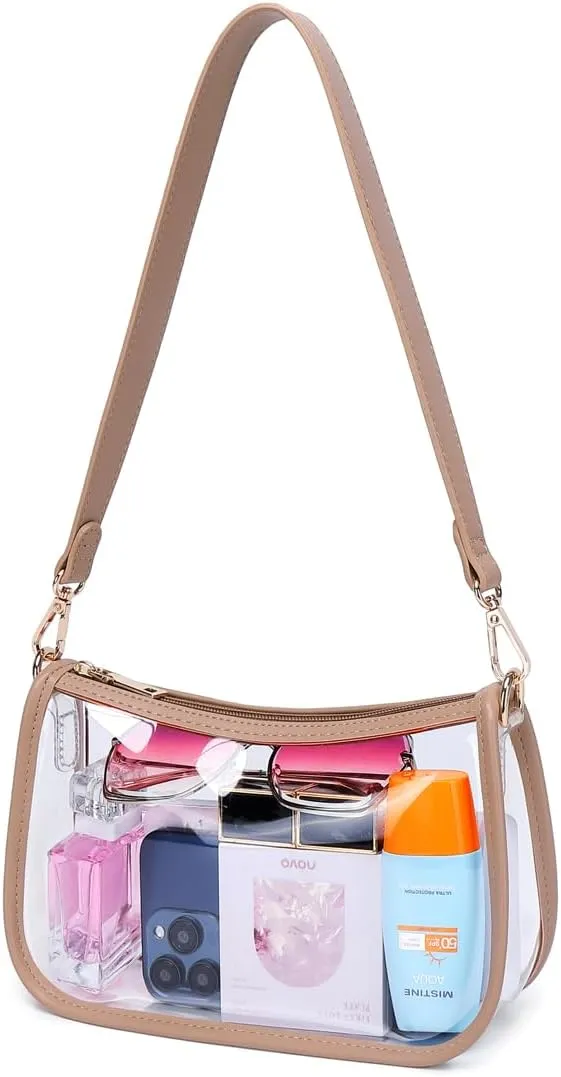 Clear Tote Bag Stadium Approved Clear Purse PVC Handbag Retro Classic Transparent Bag for Concert