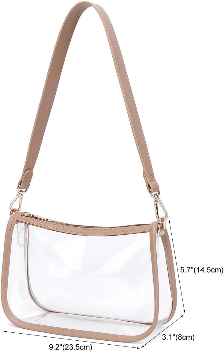 Clear Tote Bag Stadium Approved Clear Purse PVC Handbag Retro Classic Transparent Bag for Concert