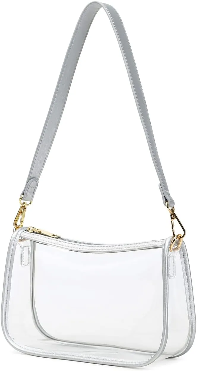 Clear Tote Bag Stadium Approved Clear Purse PVC Handbag Retro Classic Transparent Bag for Concert