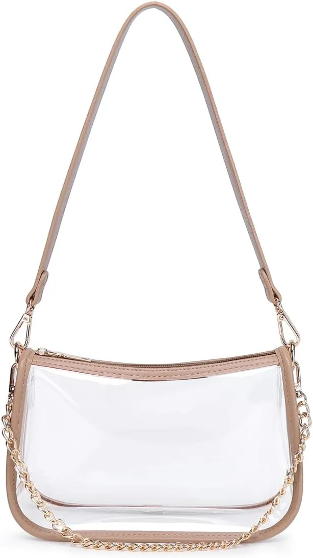 Clear Tote Bag Stadium Approved Clear Purse PVC Handbag Retro Classic Transparent Bag for Concert