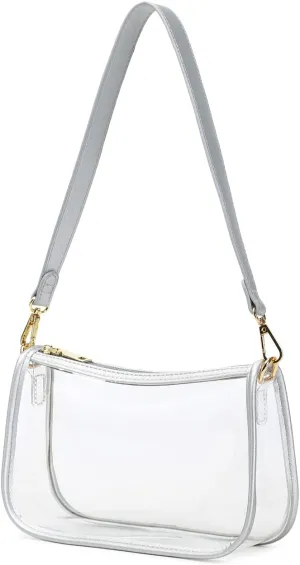 Clear Tote Bag Stadium Approved Clear Purse PVC Handbag Retro Classic Transparent Bag for Concert