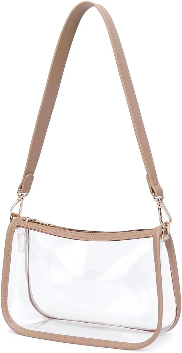 Clear Tote Bag Stadium Approved Clear Purse PVC Handbag Retro Classic Transparent Bag for Concert