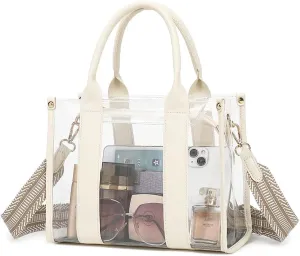 Clear Tote Bag Stadium Approved Crossbody Clear Bag for Stadium Events Clear Purse Handbag for Women with Adjustable Strap
