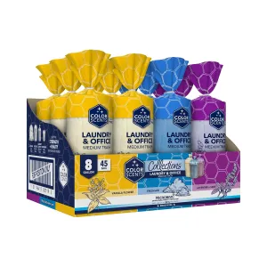 Color Scents Medium Trash Bags - 8 Gallon, 540 Total Bags (12 Packs of 45 Count), Twist Tie - Clean Collection (3 unique scent   color combinations) with Microban