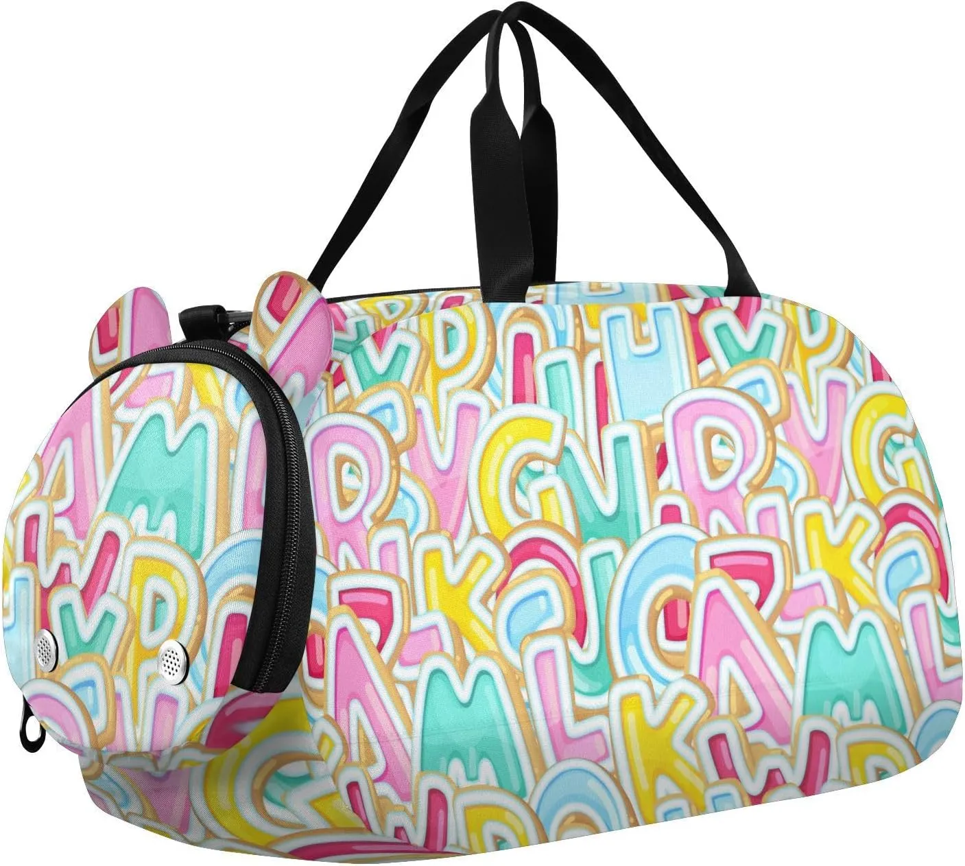 Colored Alphabet Sweet Letter Duffel Bags for Boys Small Gym Bags for Teens Dance Bag for Girls