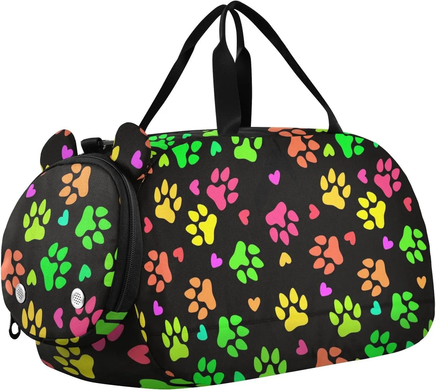 Colored Dog Cat Footprints Duffel Bags for Boys Small Gym Bags for Teens Dance Bag for Girls